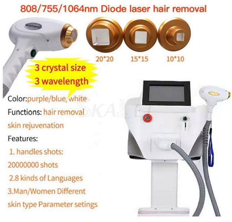 Portable 3 Wave 755nm 808nm 1064nm Diode Laser Painless Hair Removal Machine for Salon with CE