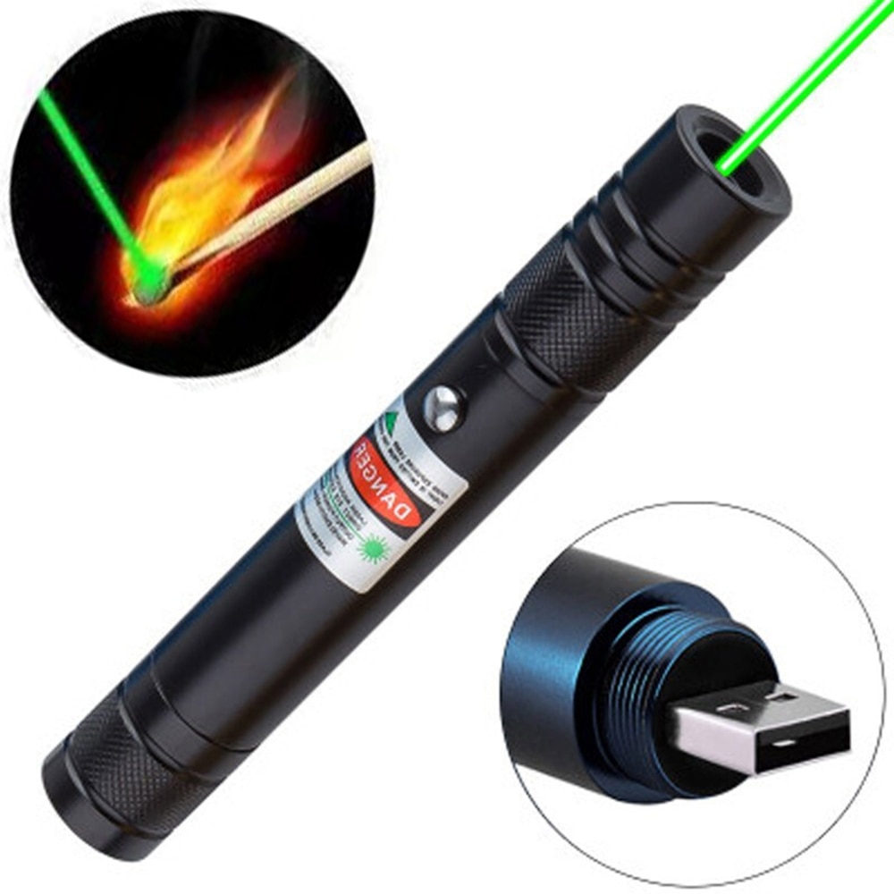 Portable high-power USB green laser battery with embedded red laser view 10000m 5MW adjustable focus laser head combination - Image 3