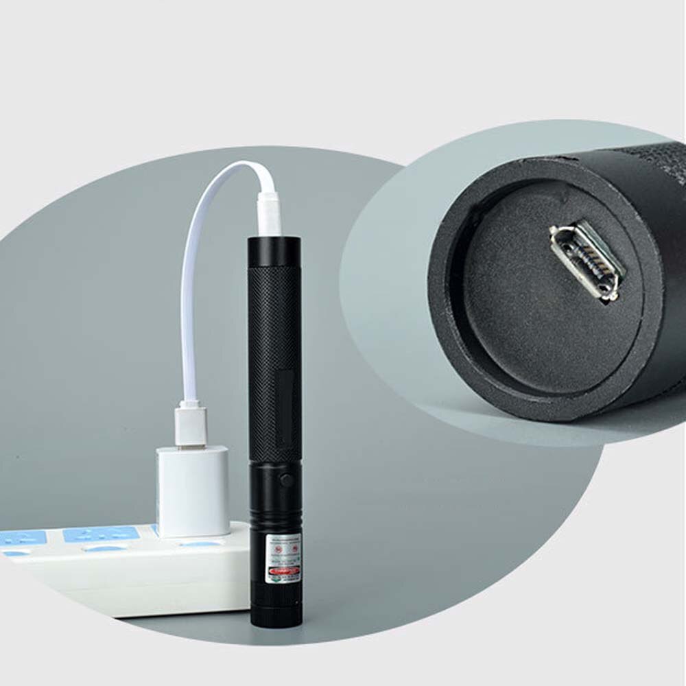Portable high power USB green laser red Purple laser view 10000m 5MW adjustable laser focus 303 pen combination - Image 4