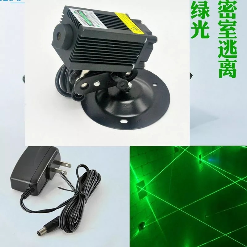 Powerful 532nm 100mW 33x55mm Green Laser Diode Module Dot Lights LED Light w/ 12V Adapter & Holder