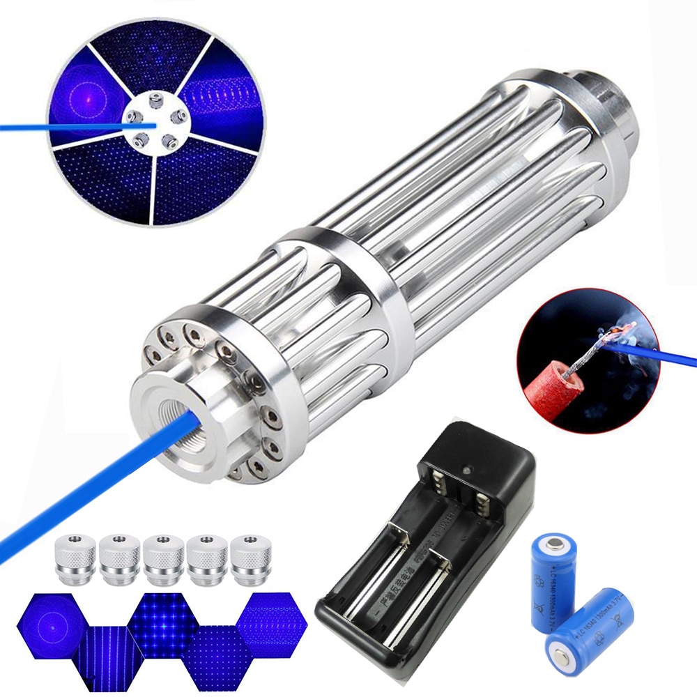 Powerful blue high-power laser flashlight tactical laser equipment 450nm 1000m focusable laser sight burning match/cigar/candle - Image 2
