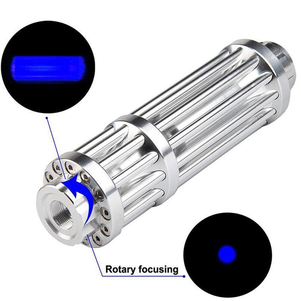 Powerful blue laser can focus blue red green laser flashlight 450nm 10000m high power blue laser flashlight burning match candle - Image 3