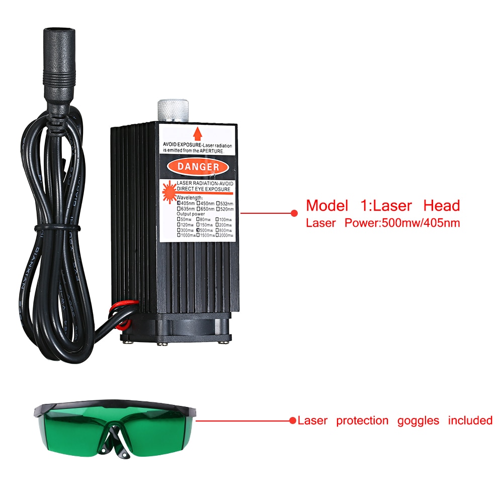 Professional Laser Module 500mw/ 2500mw/5500mw Focusable for CNC Engraving/ Laser Engraving with Goggles and Connection Cable - Image 4