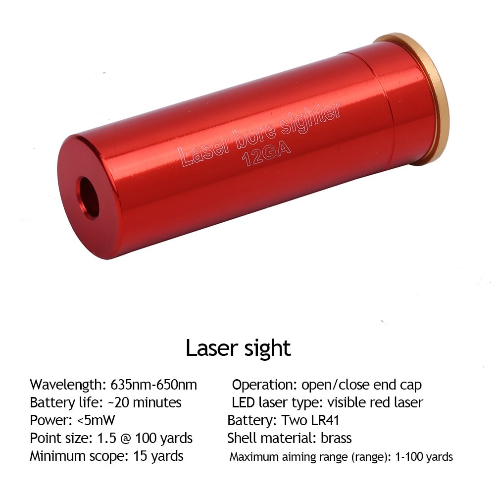 Red Dot Laser CAL Brass Copper Boresight 12GA 7.62x39MM 223 5.56 308 243 3006 30-06 Cartridge Bore Sighter Hunting Accessories
