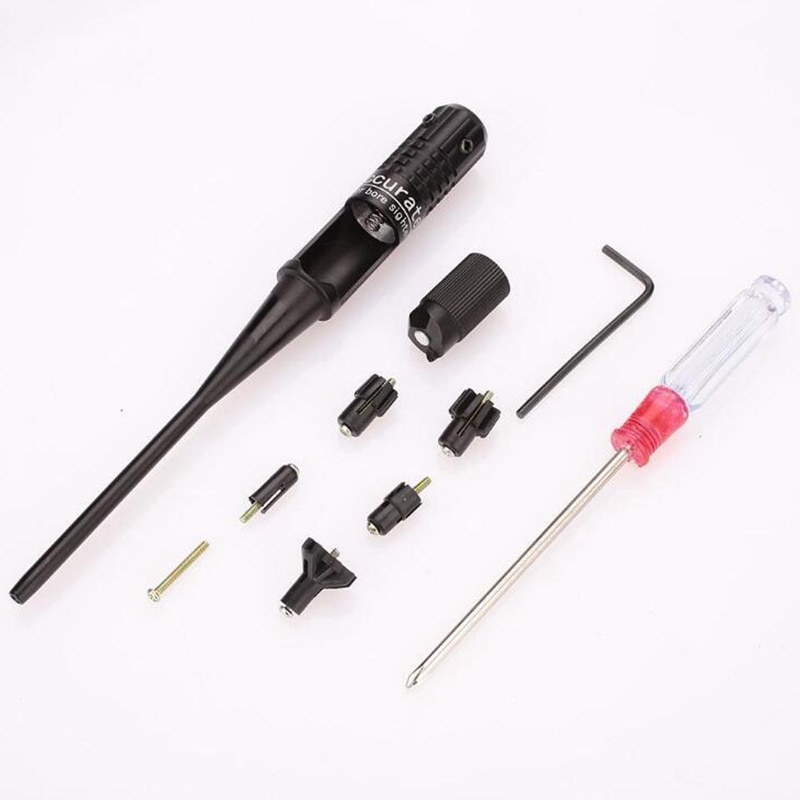 Red Laser Bore Sight Kit for .22 to .50 Caliber 17”x11” Handgun Cleaning Mat Detailed Pistol Diagram