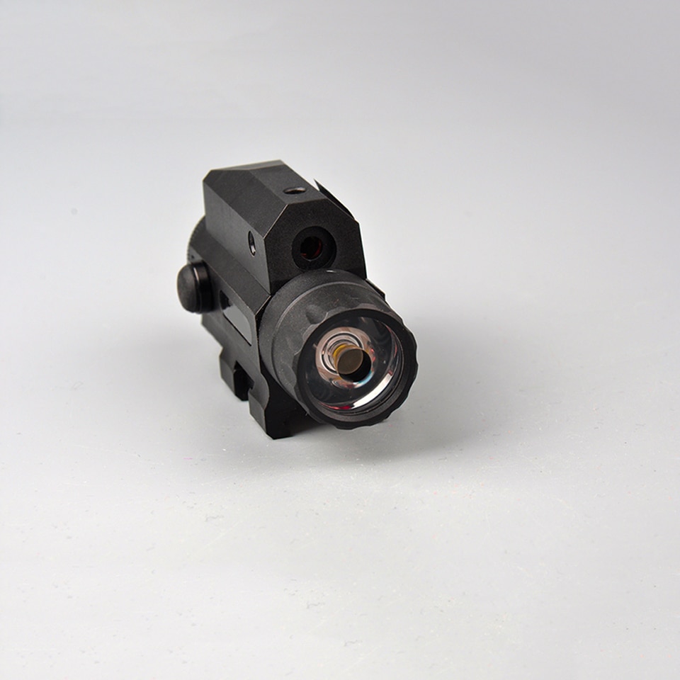 Red Laser Sight LED Strong Flashlight Black Push Button Switch with Tail for Outdoor Military Hunting Shooting