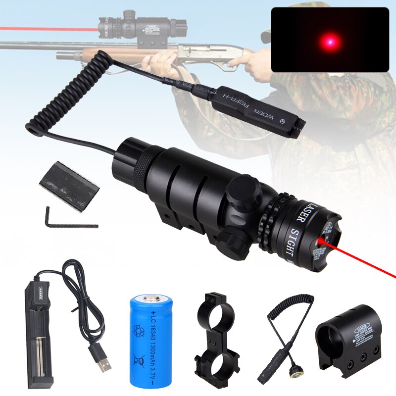 Rifle Scope Green Red Dot Laser Sight with 25.4mm/11mm Ring Picatinny Rail Mount Tail Switch 650nm/532nm Rifle Gun Laser Sight