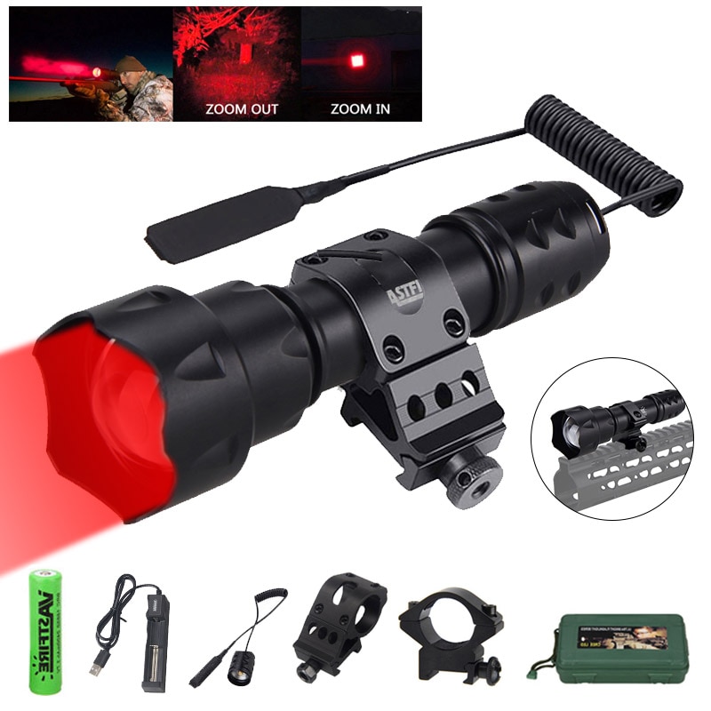 T20 400 Yard Zoomable Weapon Gun light Red Lanterna Airsoft Rifle arma Flashlight Pistol Scout Light Torch Hunting Pictinny Rail - Image 5