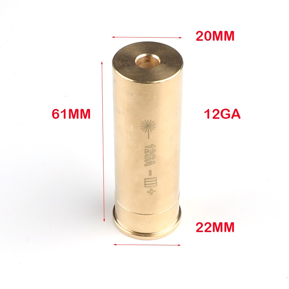 Tactical 12GA 20mm Red Laser Bore Sight 12 GAUGE Cartridge Gun Brass Boresighter Shot Hunting Optics Sighter - Image 2
