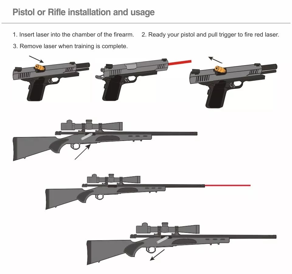 Tactical .45 ACP 9mm Caliber G-Sight Laser Training Cartridge Trainer .45 Bore Sighter Bullet Snap Caps Dry Fire Shooting Bullet - Image 3