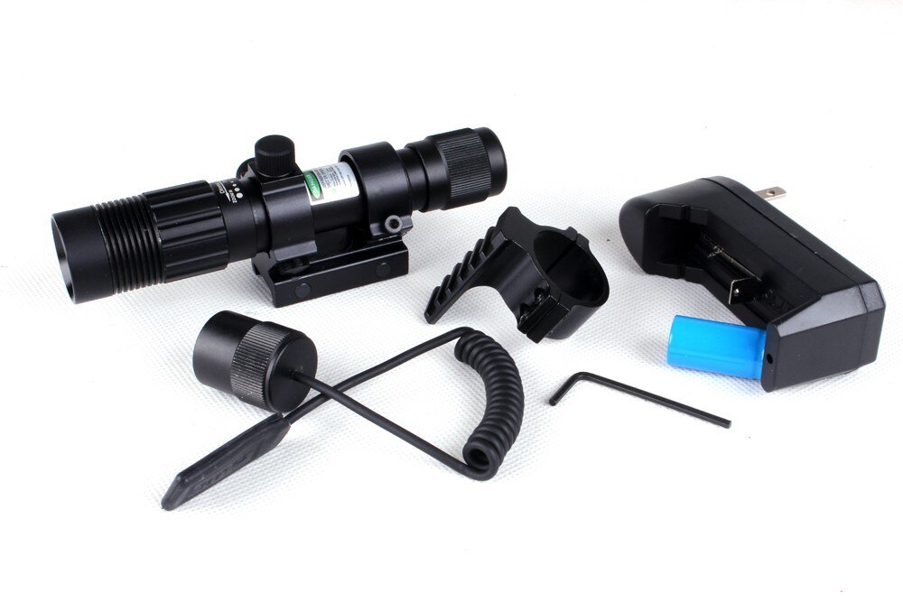 Tactical Green Laser Sight Adjustable Beam Dia Green Laser Flashlight Designator Illuminator Hunting Laser with 20mm Base Mount