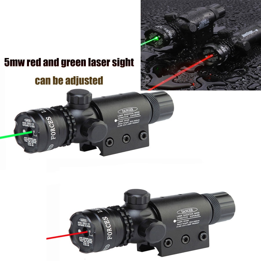 Tactical Outdoor Red-Green Laser Sight Sight, Adjustable Switch Rifle Sight with Rail and Barrel Mounting Kit