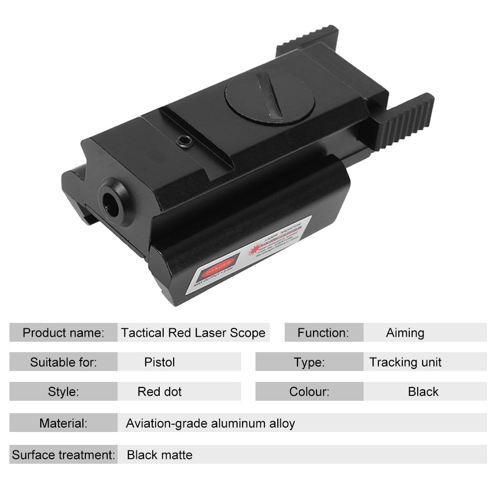 Tactical Red Laser Sight Scope with 20mm Picatinny Weaver Hunting Rail For Rifle Pistol Handgun Gun Red Dot Scope - Image 3