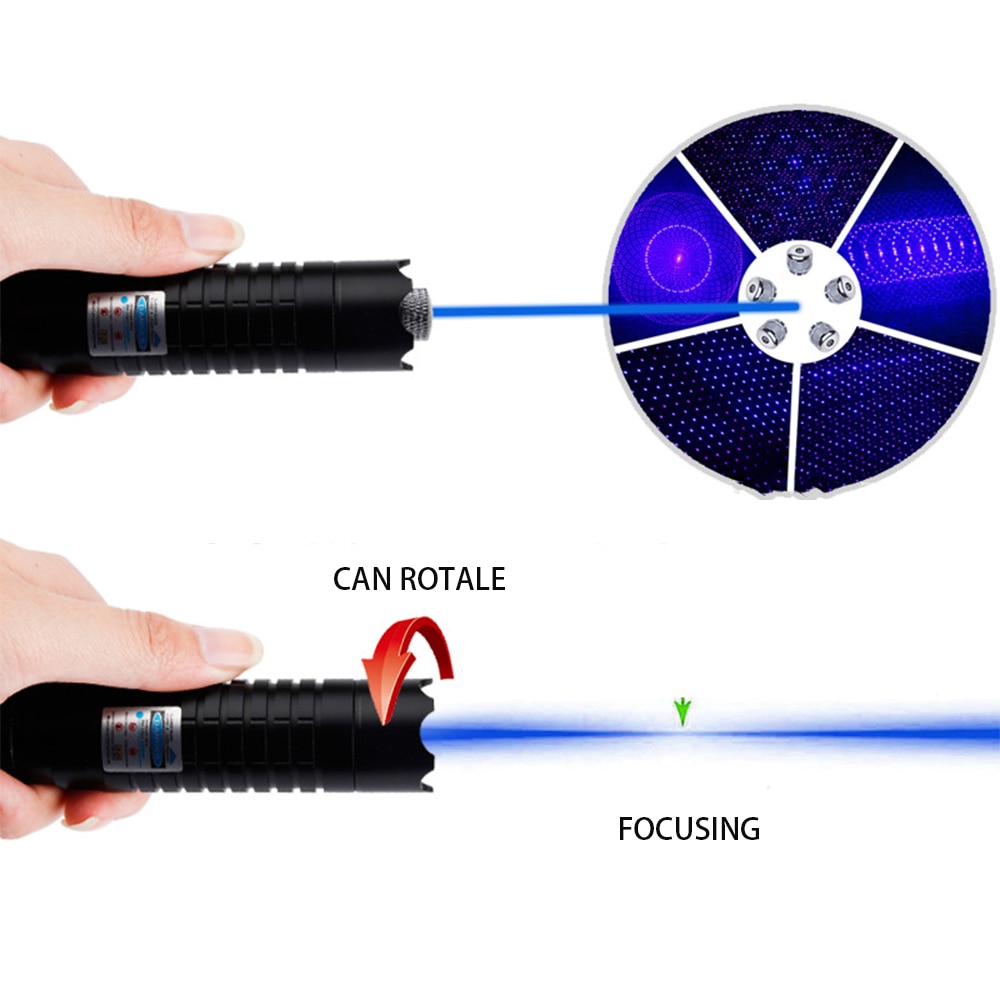 The most powerful blue laser flashlight hunting laser sight with super radiation 8000M adjustable focus burning cigar/match - Image 2