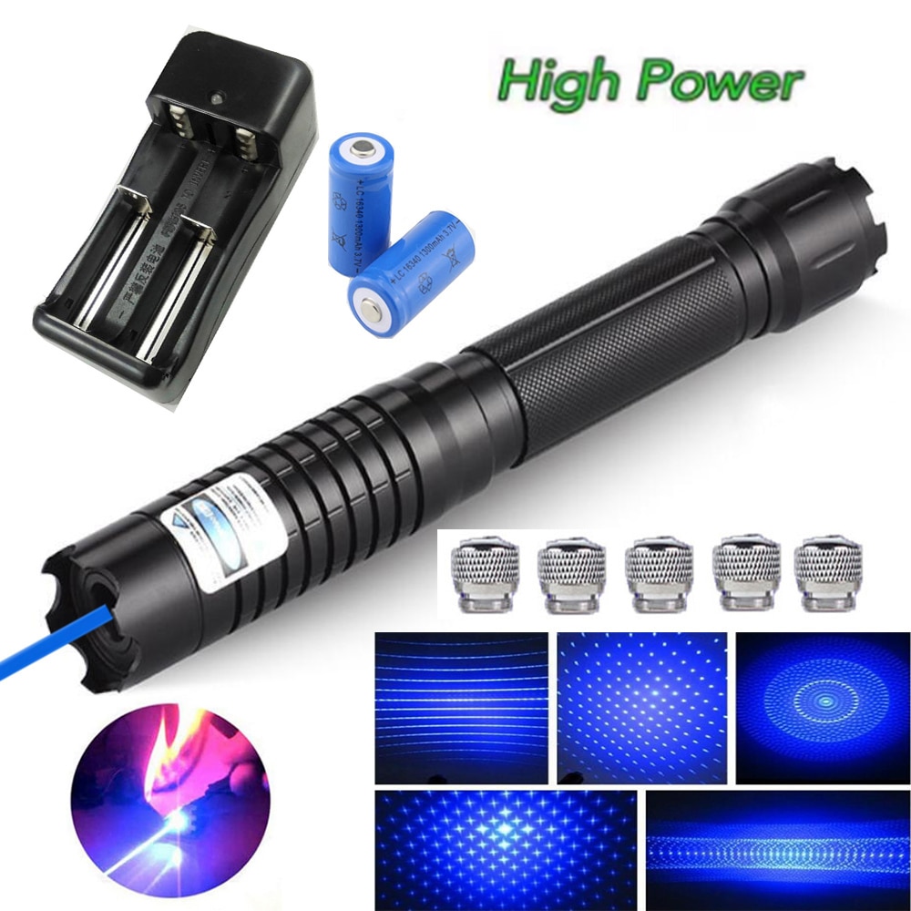 The most powerful blue laser flashlight hunting laser sight with super radiation 8000M adjustable focus burning cigar/match - Image 4