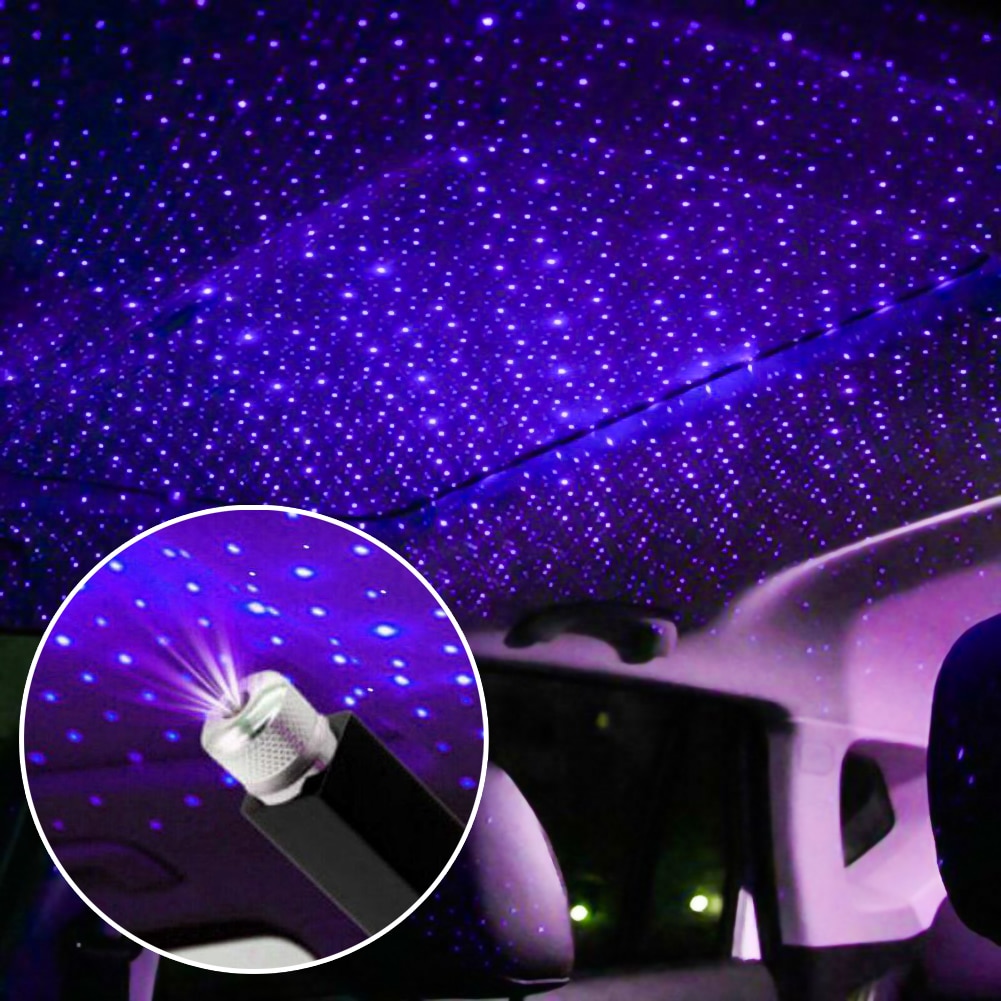 USB Car Roof Atmosphere Star Sky Lamp Adjustable LED Projector Multiple Lighting Effects Ambient Lighting for Camping Accessorie