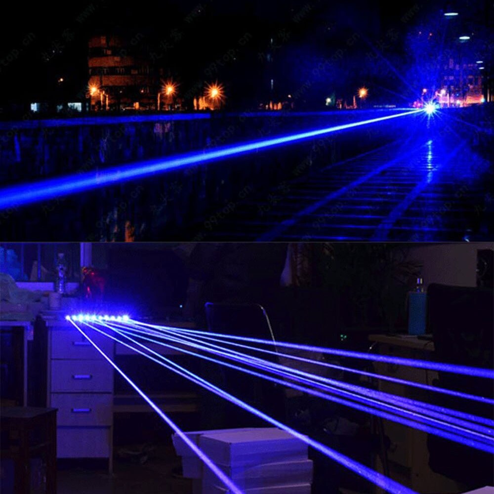 USB powerful blue laser flashlight with rechargeable built-in battery Laser 450nm 5000m focusable flashlight with 5-star cap - Image 5