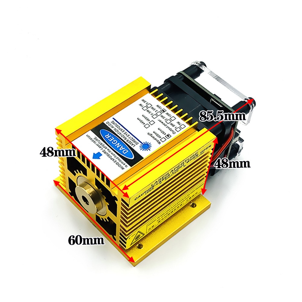 Updated Version 15W Laser Heads Focusing Yellow color 3P With TTL/PWM CNC Laser Engraving Module
