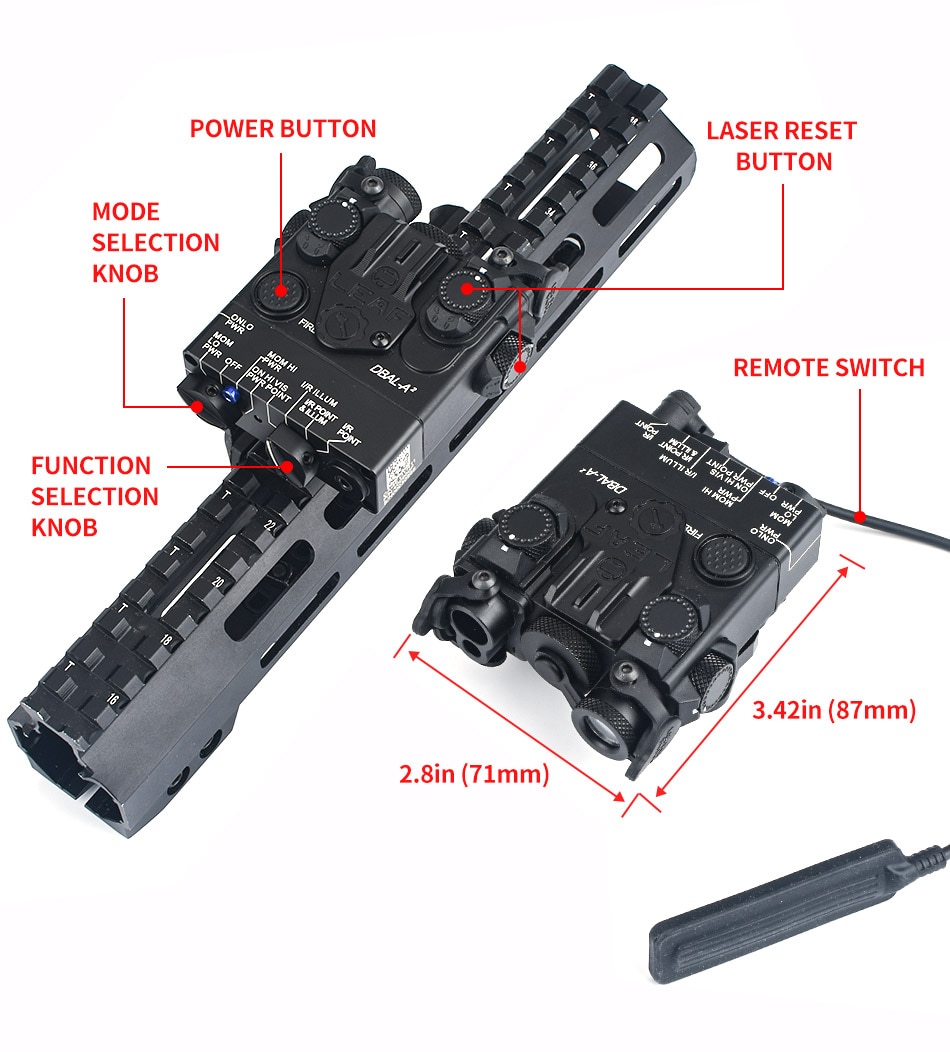WADSN Airsoft Mini Metal DBAL-A2 Blue Dot Laser IR White Light Strobe Hunting Rifle Tactical dbal a2 Laser Sight for Picatinny - Image 3