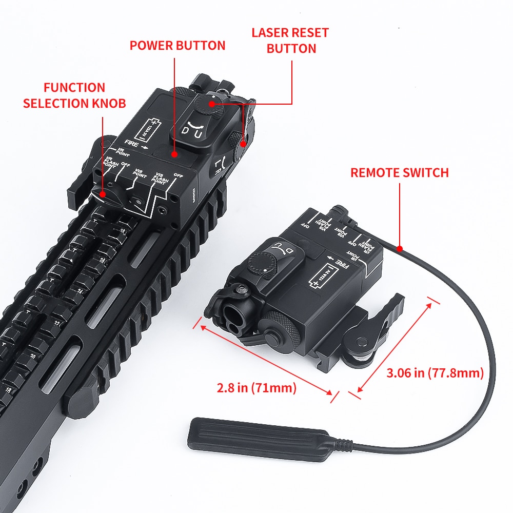 WADSN Tactical DBAL-Mini Red /Green/Blue & IR Laser Aluminum Version Hunting Rilfe Laser Sight With QD Mount for Picatinny Rail - Image 3