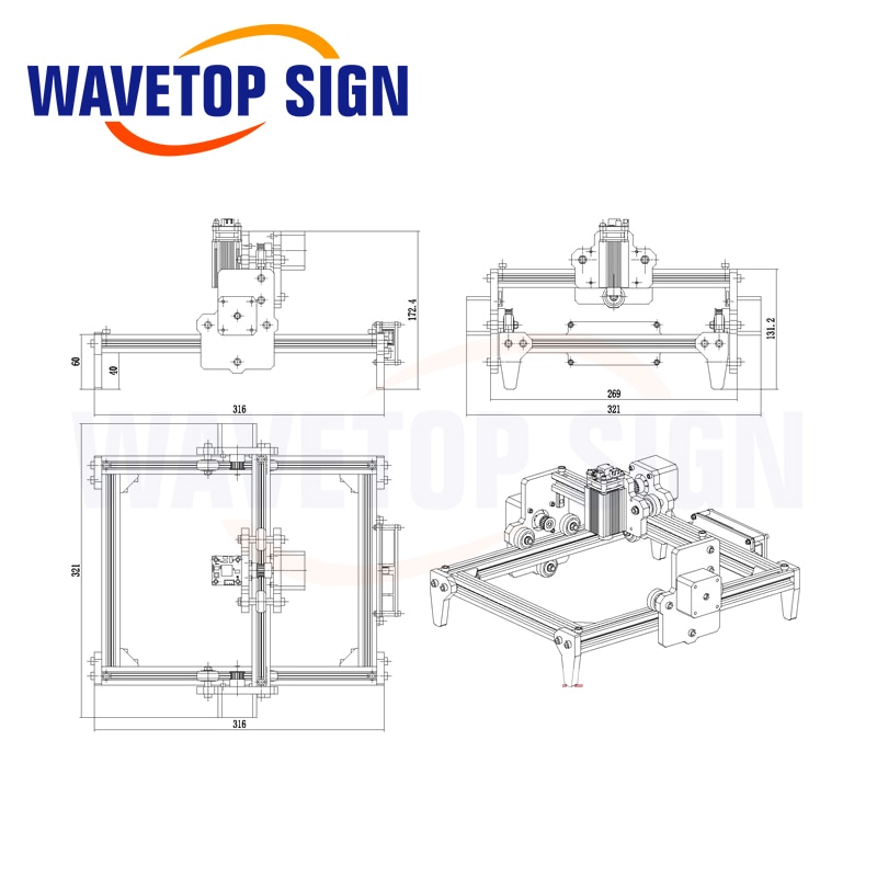 WaveTopSign Mini Laser Module 1.6W Blue Laser Engraving Machine DIY Engraver Desktop Wood Router Cutter Printer - Image 5