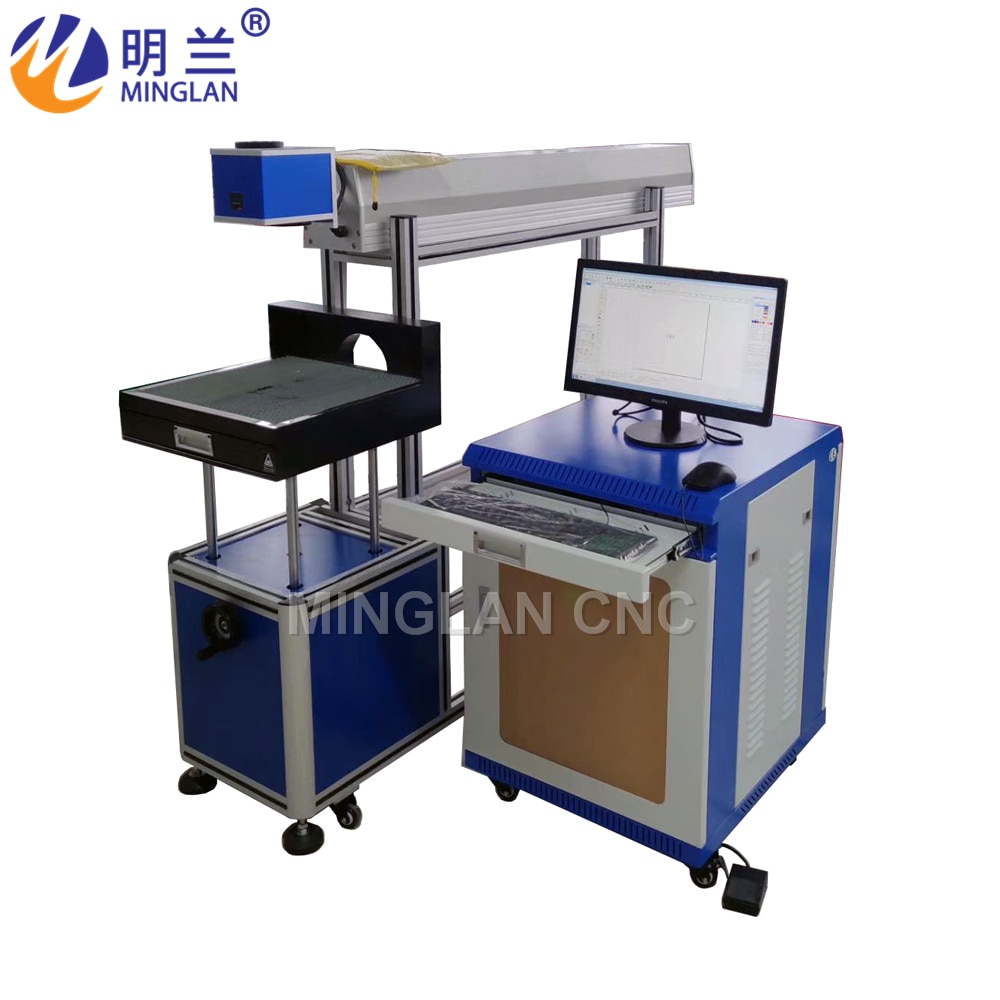 co2 laser marking machine working on leather, cloth, wooden