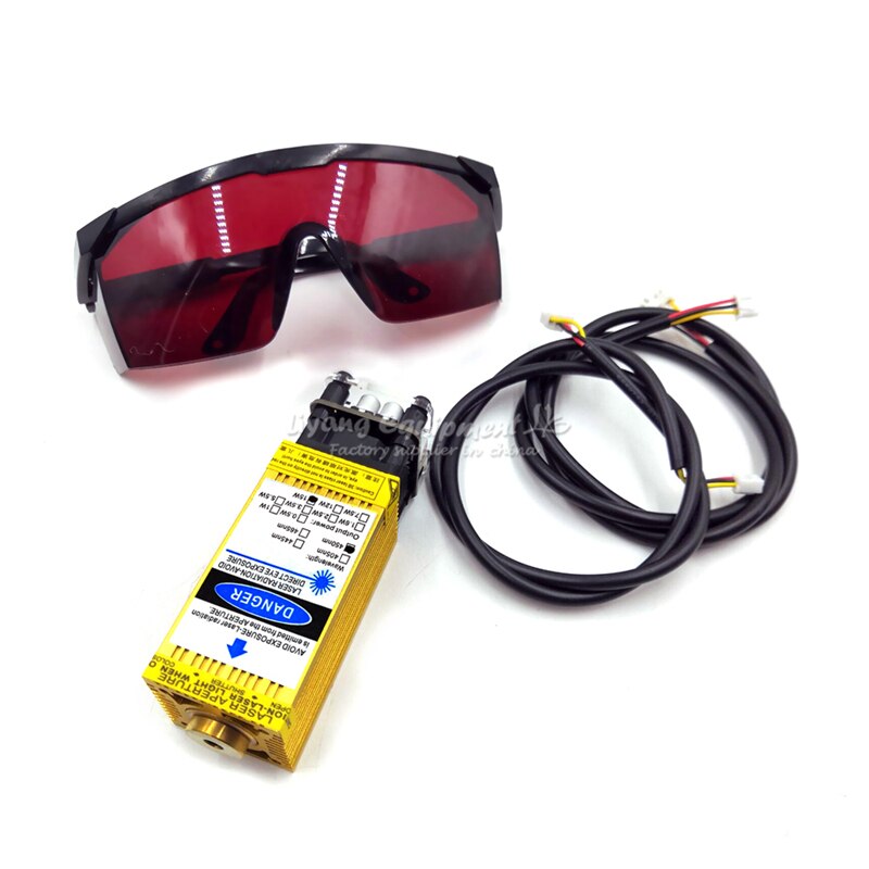 diode laser module TTL PMW mix control 405NM 450NM blue purple laser with goggles wires for laser engraving machine DIY use