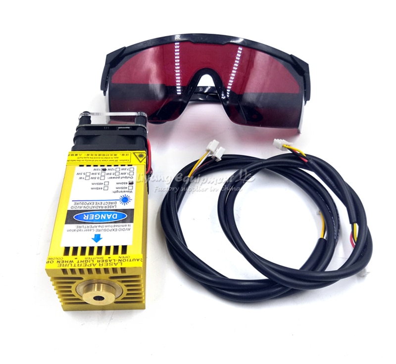diode laser module head TTL PMW mix control forced air cooling 405NM 450NM blue purple laser with goggles wires - Image 2