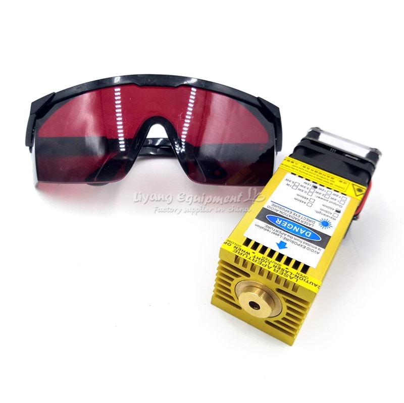 diode laser module head TTL PMW mix control forced air cooling 405NM 450NM blue purple laser with goggles wires