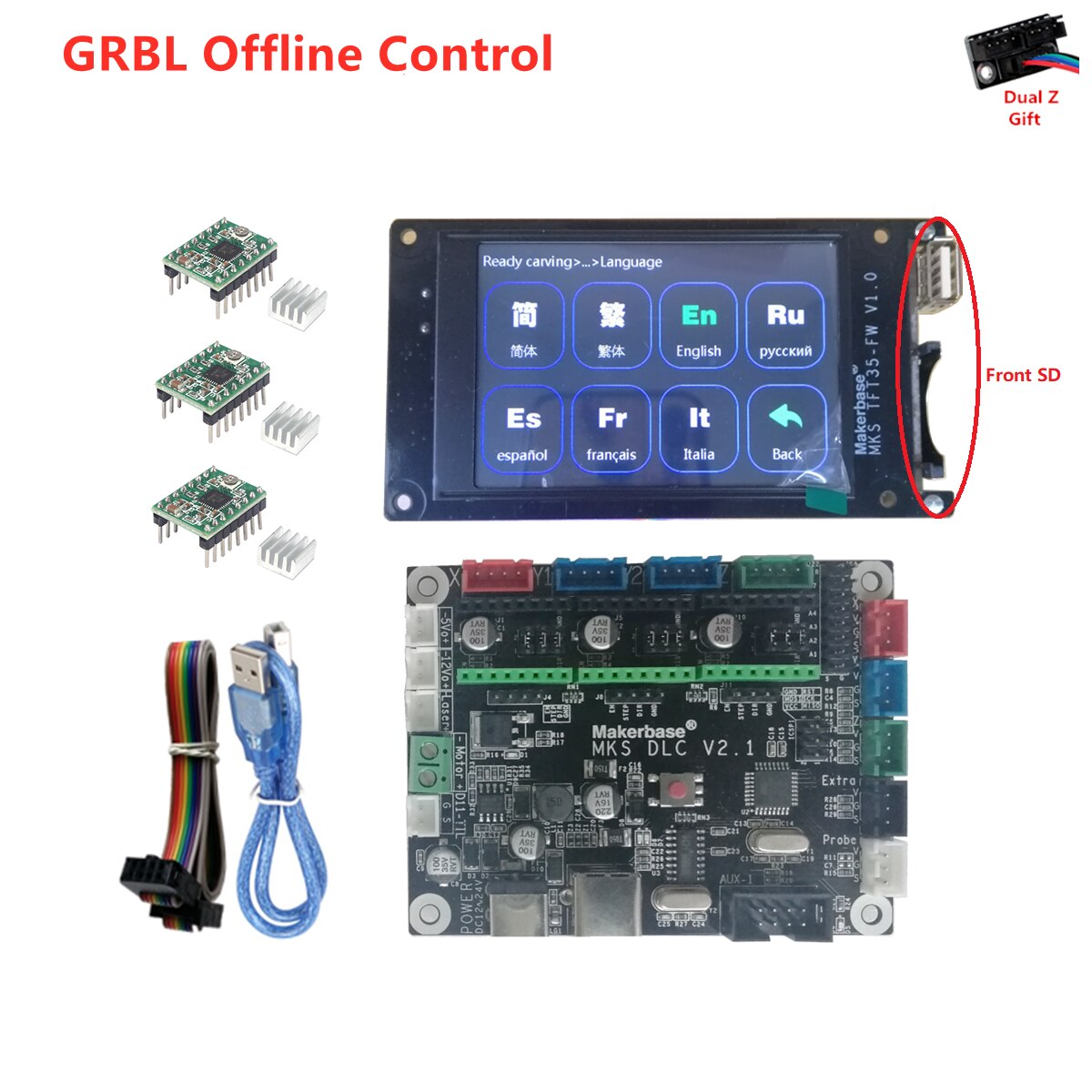 home CNC laser machine controller kit upgrade parts GRBL OFFLINE monitor MKS TFT35 LCD display GRBL1.1 touch screen WIFI module