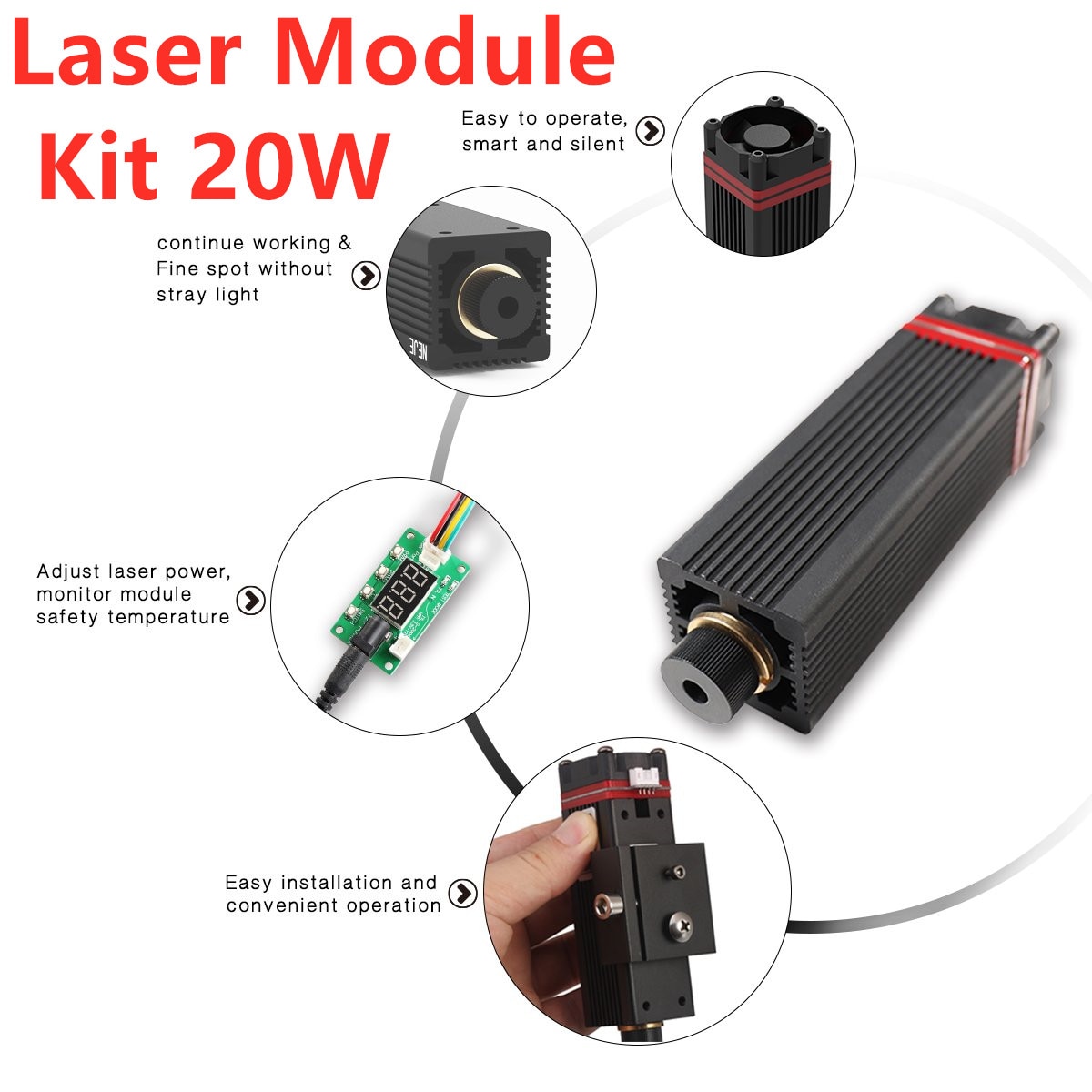 20W 450nm Blue Light Laser Head for Master Series DIY Carving Engraving Machine Engraver Accessory DIY Tools laser module head