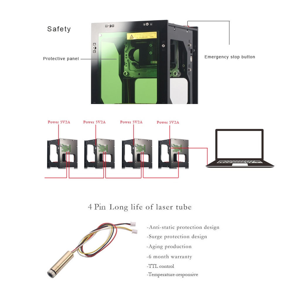 AI Mini Engraving Machine NEJE KZ 10W 450nm Mini Laser Engraving Machine Smart Blue Light Supports Off-line Operation Logo Mark - Image 3