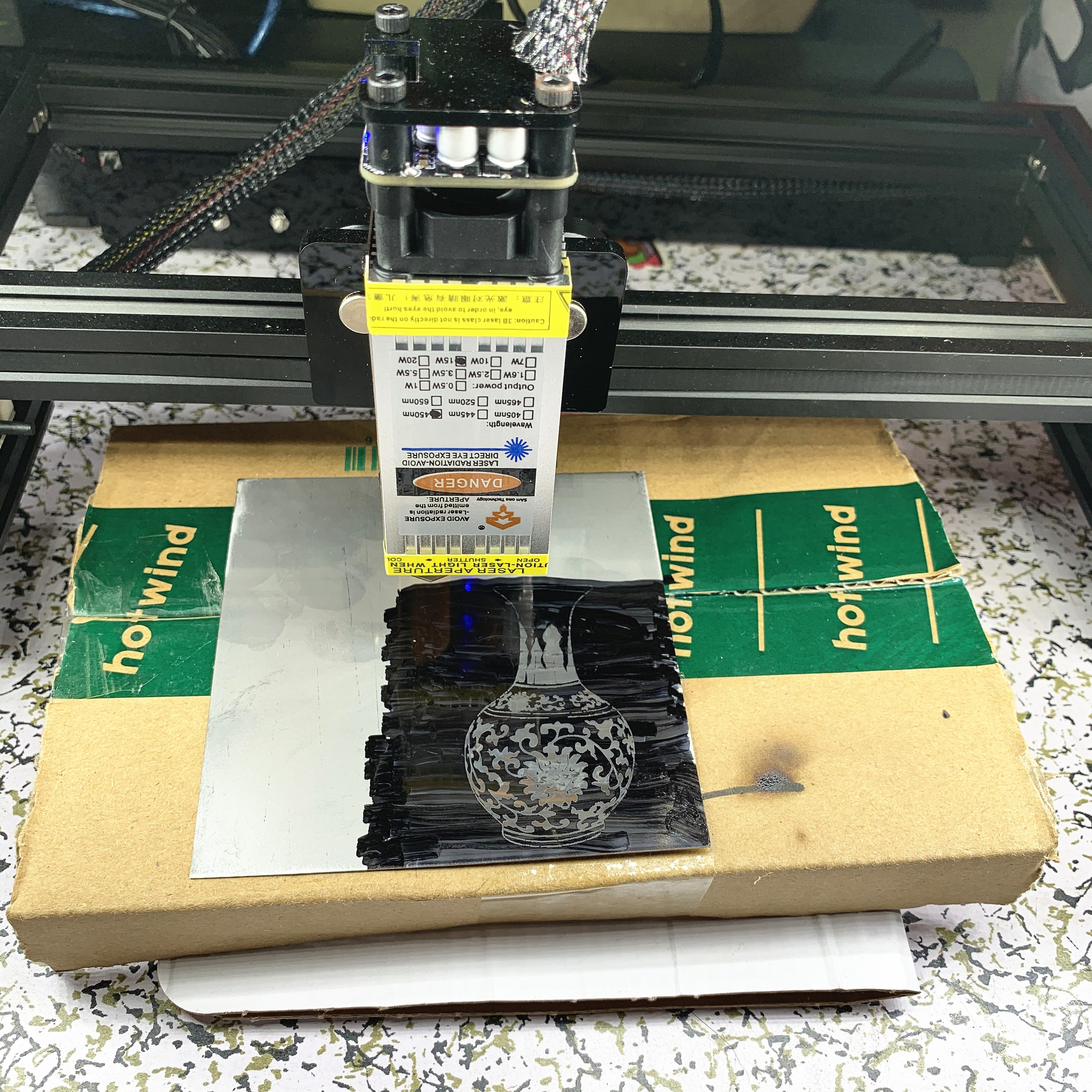 Actual power cnc15W 40mm laser head. 15W 33mm blue laser module with PWM/TTL can engrave stainless steel. Can cut 5mm balsa wood - Image 5