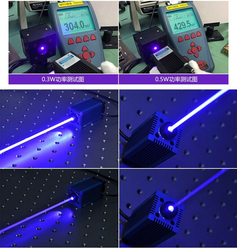 High Power Focusable 405nm 500mW Violet BLue Laser Locator Module w Dot Head 12V Adapter US/EU/UK - Image 4