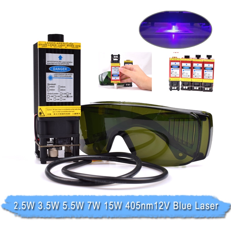 Laser head 500mw2.5w3.5w/5.5w/7w 405nm 12V Blue Laser module Modulation For DIY CNC Laser engraver Adjustable Focus laser cutter