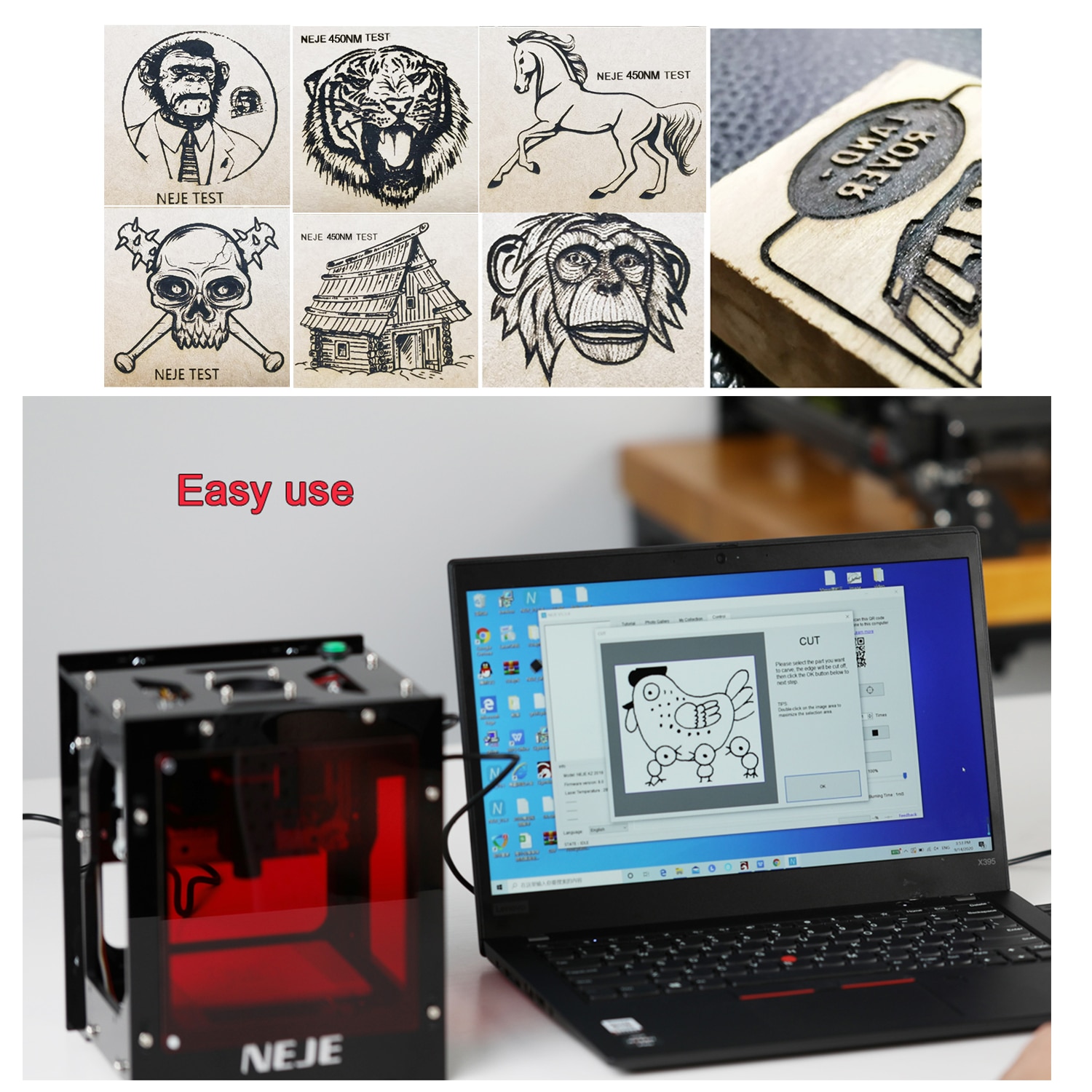 NEJE KZ 10W 450nm Laser Engraving Machine Smart Blue Light AI Engraving Machine Supports Off-line Operation Logo Mark Printer - Image 4