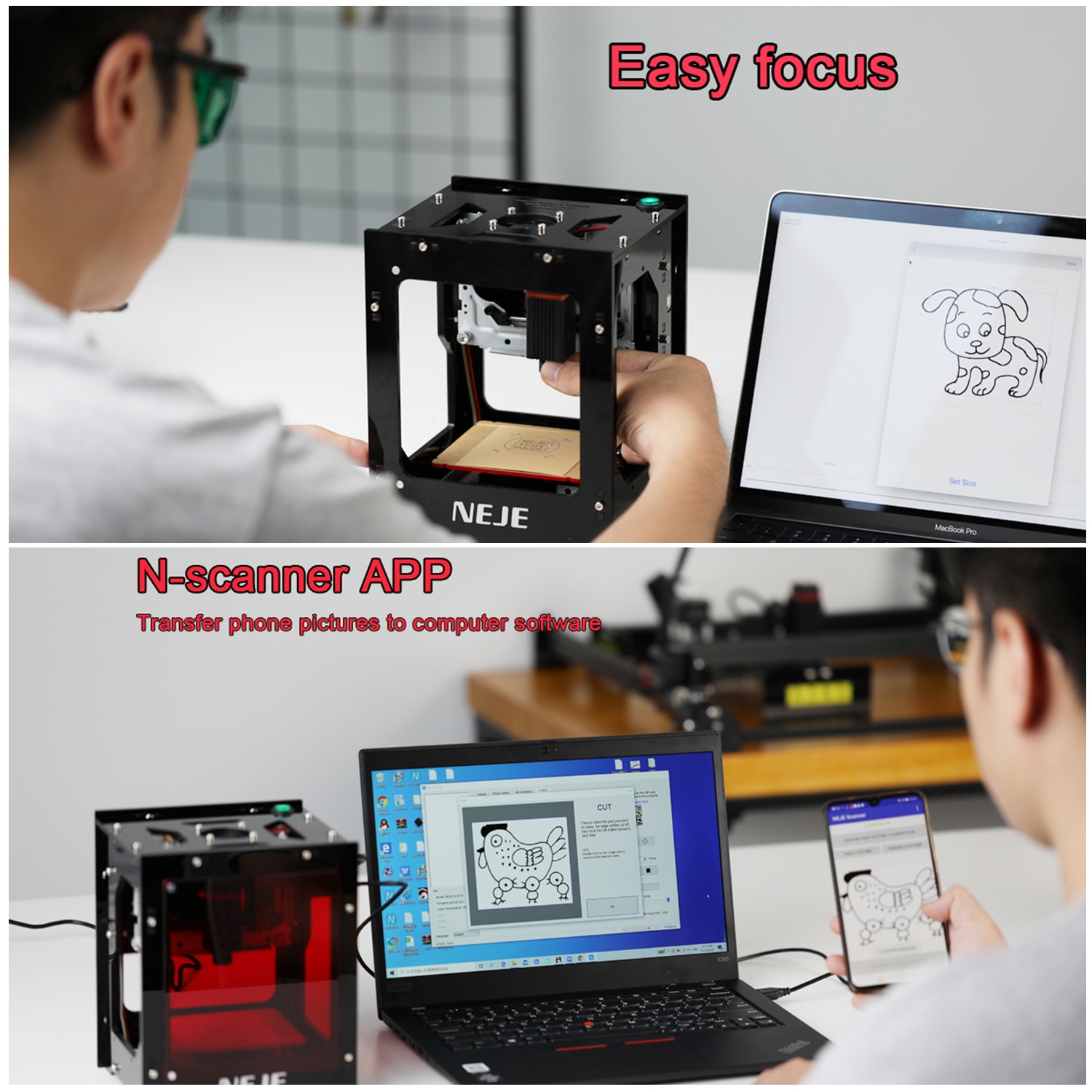 NEJE KZ 10W 450nm Laser Engraving Machine Smart Blue Light AI Engraving Machine Supports Off-line Operation Logo Mark Printer - Image 5