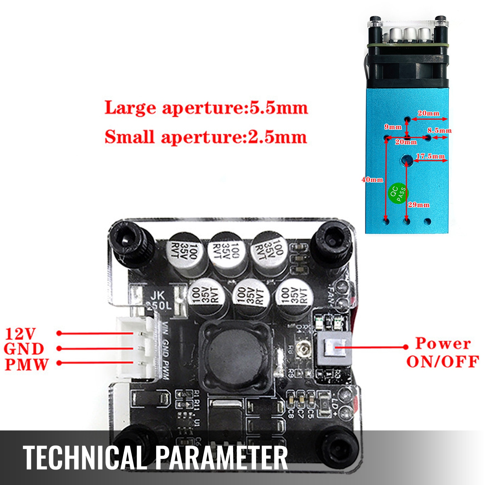 VEVOR 5.5W 15W CNC Laser Module 450 NM Blue TTL/PWM 12V Wavelength Powerful Laser Head for Cutting and Engraving Machine - Image 3