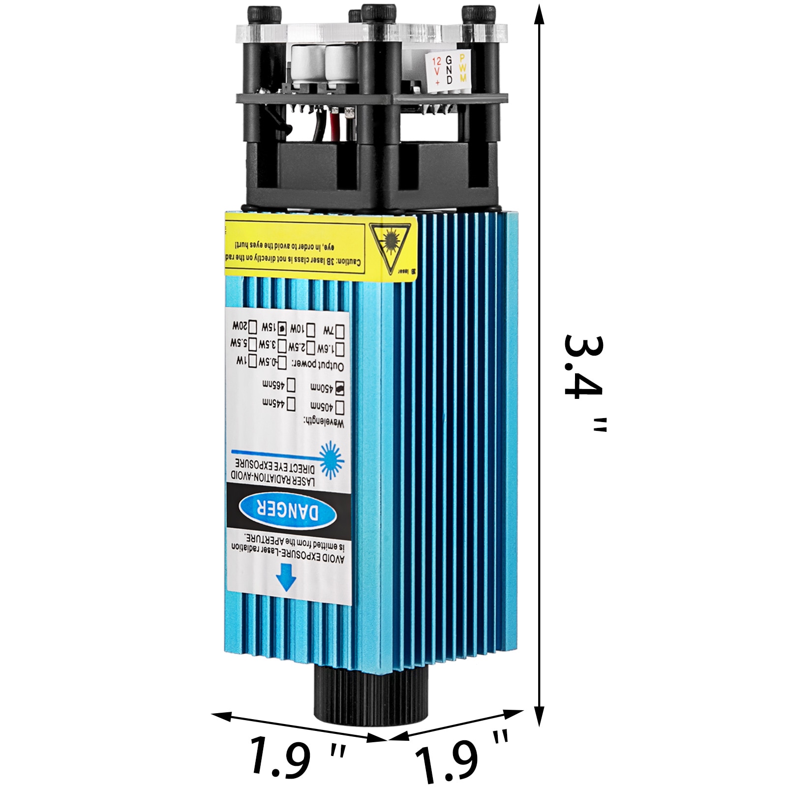 VEVOR 5.5W 15W CNC Laser Module 450 NM Blue TTL/PWM 12V Wavelength Powerful Laser Head for Cutting and Engraving Machine - Image 5