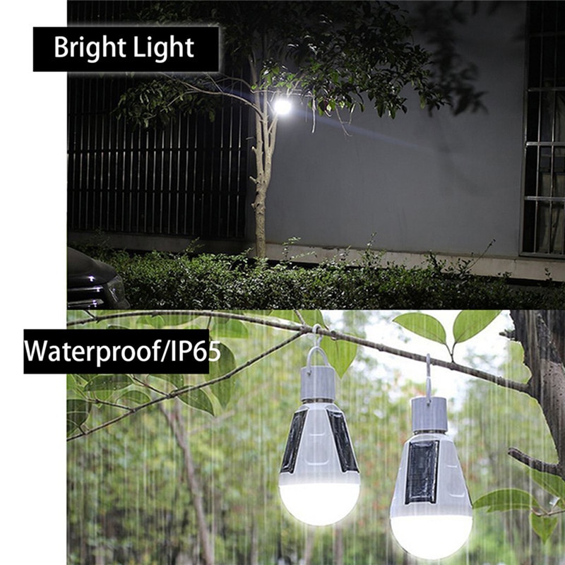 Waterproof Outdoor Camp Tent Fishing Travel lights 7W Solar LED Bulb E27 110V 220V Charger Emergency Solar lamp