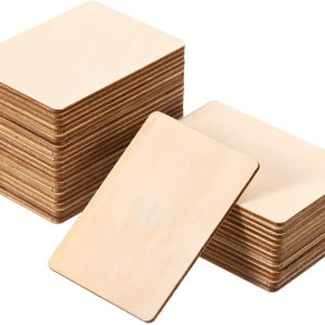 30pcs Blank Wood Squares Pieces Unfinished Round Corner Square Wooden Cutouts for DIY Arts Craft Project Laser Engraving Carving