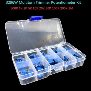 3296W 10valueX5pcs=50pcs Multiturn Trimmer Potentiometer Kit 3296 Variable Resistor 500R 1K 2K 5K 10K 20K 50K 100K 200K 1M