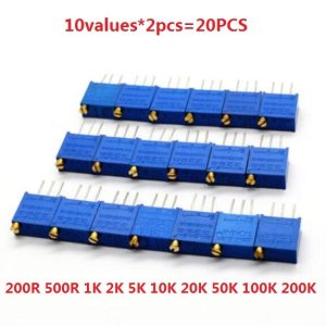 3296W potentiometer 20pcs=10values*2pcs adjustable resistor kit W-200R 500R 1K 2K 5K 10K 20K 50K 100K 200K 102 103 104 201 SET