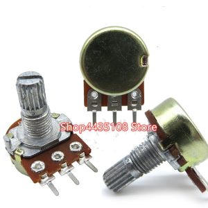 5pcs WH148 B1K B2K B5K B10K B20K B50K B100K B500K 3Pin 15mm Shaft Amplifier Dual Stereo Potentiometer 1K 2K 5K 10K 50K 100K 500K