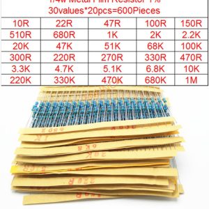 600-2600pcs 1/4W Metal film resistor Kit 30-130values Resistor Assorted Kit Set Pack 1R-10M electronic diy kit resistor 1%