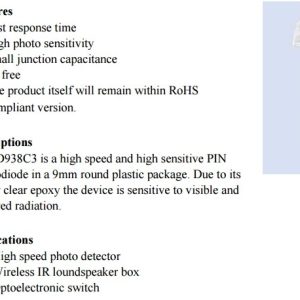 through hole 9mm High sensitivity top receiving photodiode for High speed photo detector