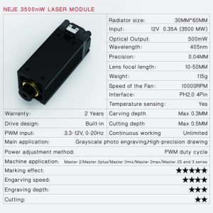 NEJE 3500mW Laser Module kits CNC Laser Cutting/Engraving laser tube module