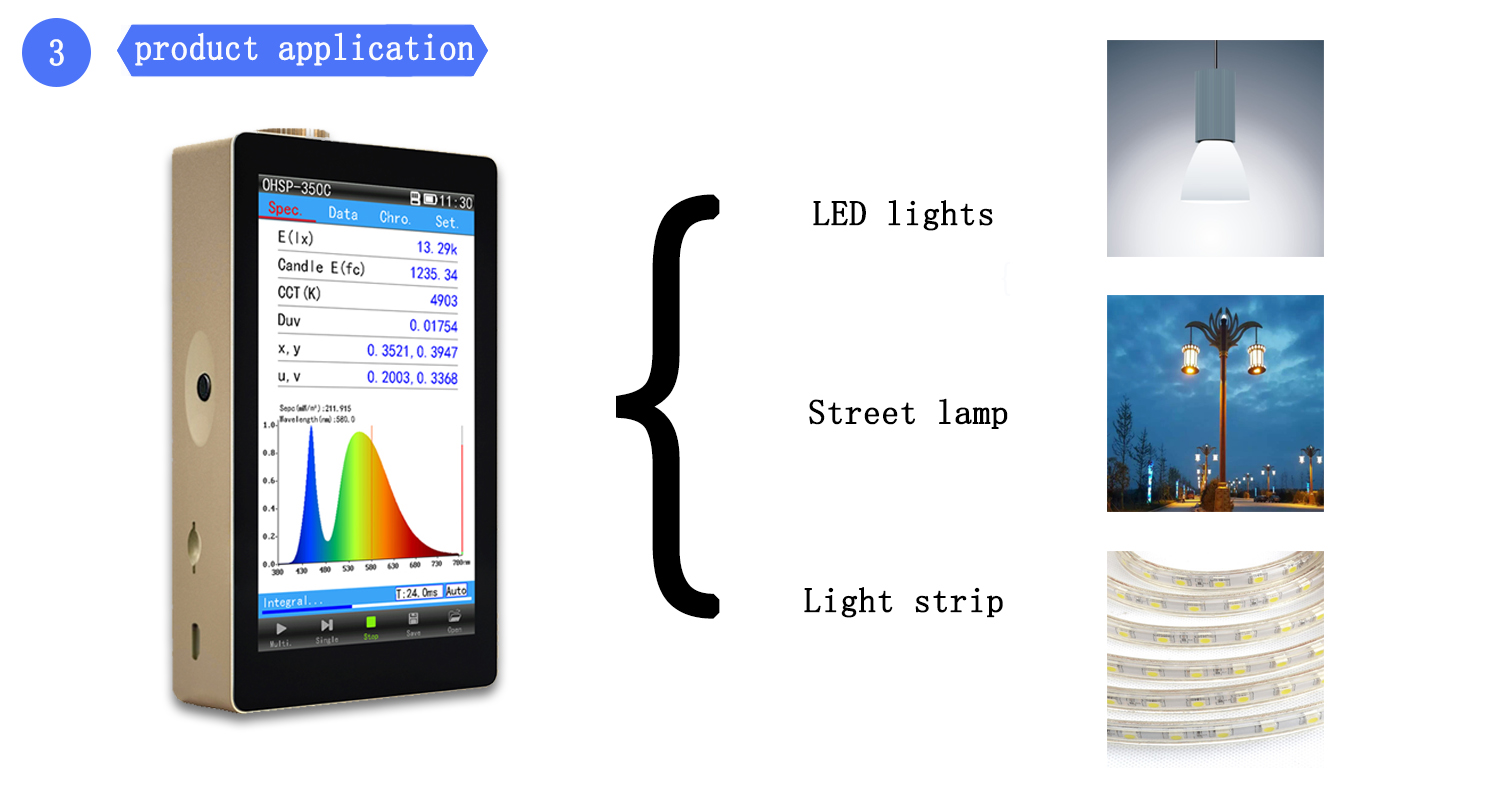 Hopoocolor handheld spectrometer OHSP-350C 380-780 nm LED light spectrometer CCT CRI Lux meter - Image 3