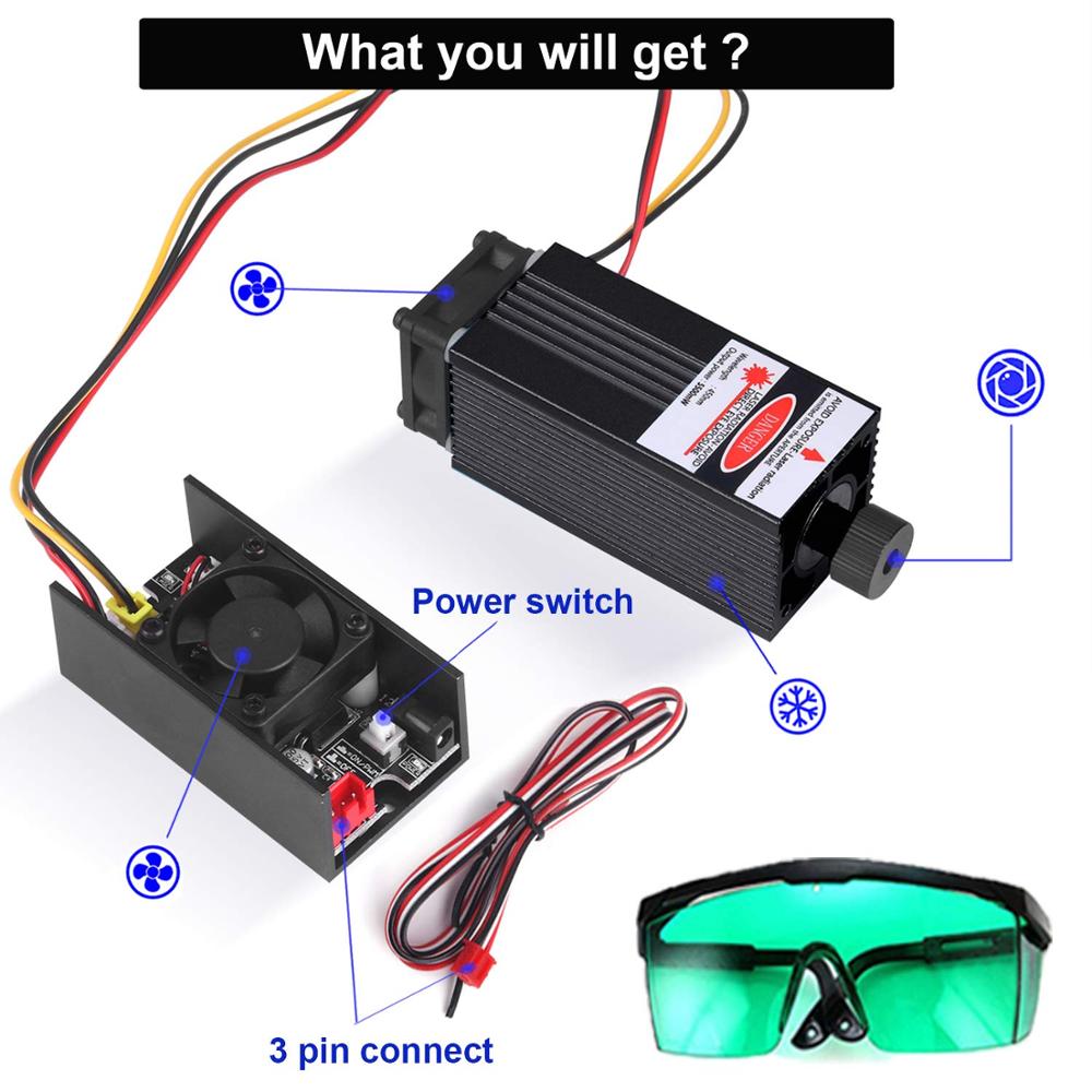 450nm 5.5W 5500mW Focusable Blue Laser Module – TTL 12V For Carving & Burning Projects