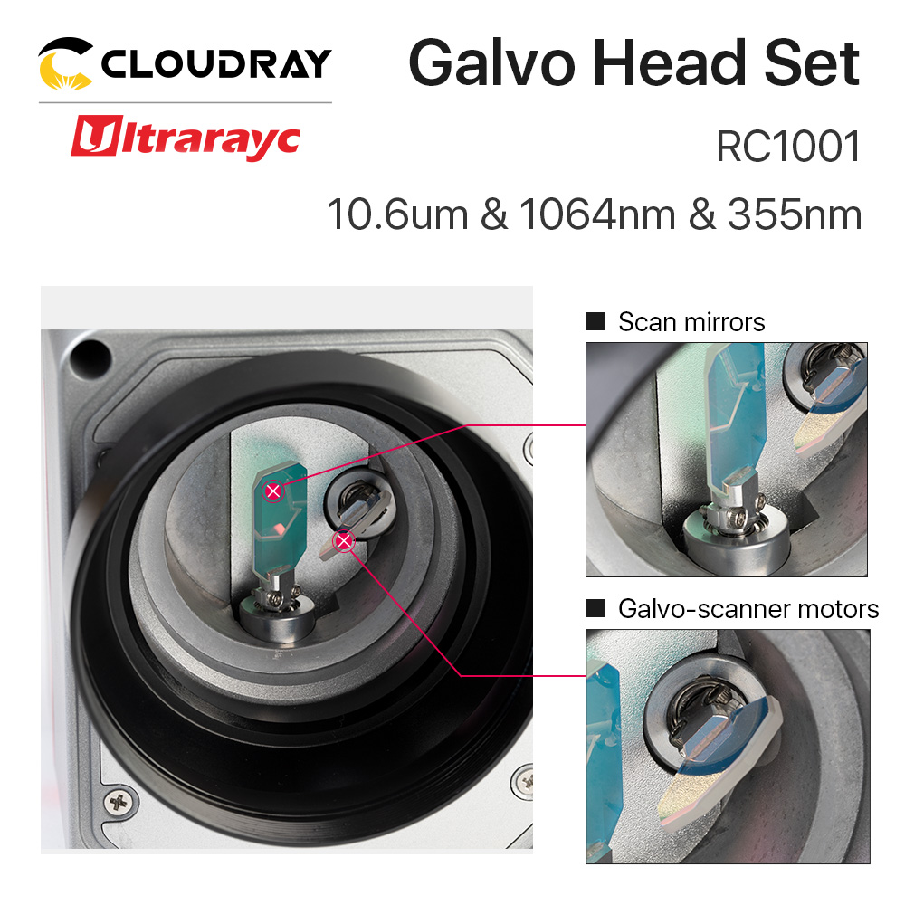 Ultrarayc RC1001 Scanning Galvo Head Set 10mm Galvanometer Scanner 10.6um &1064nm & 355nm with Power Supply for Fiber Marking - Image 2